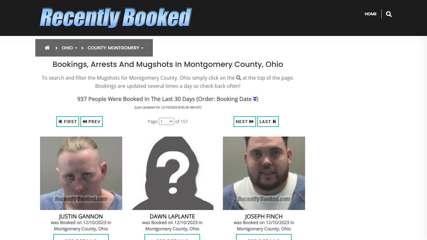 Bookings, Arrests and Mugshots in Montgomery County, Ohio