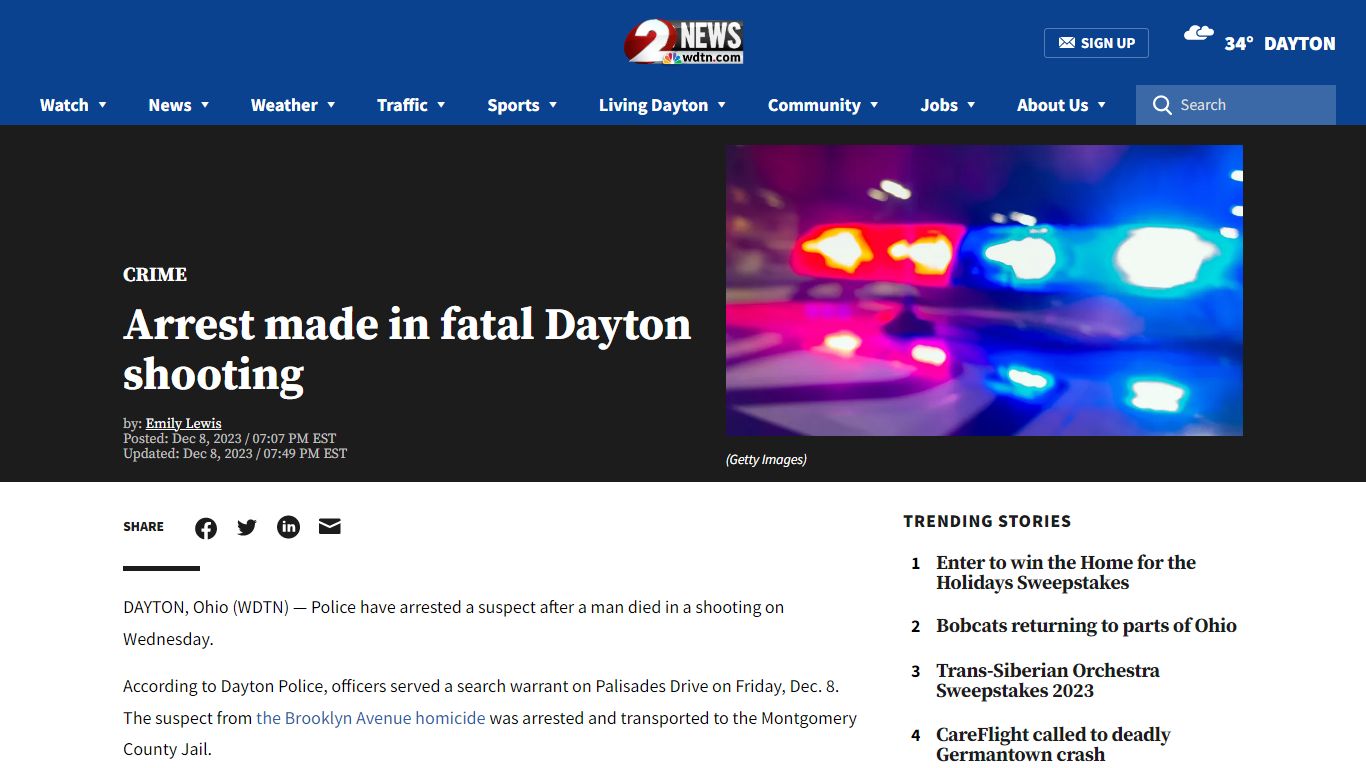 Arrest made in relation to fatal Dayton shooting - WDTN.com